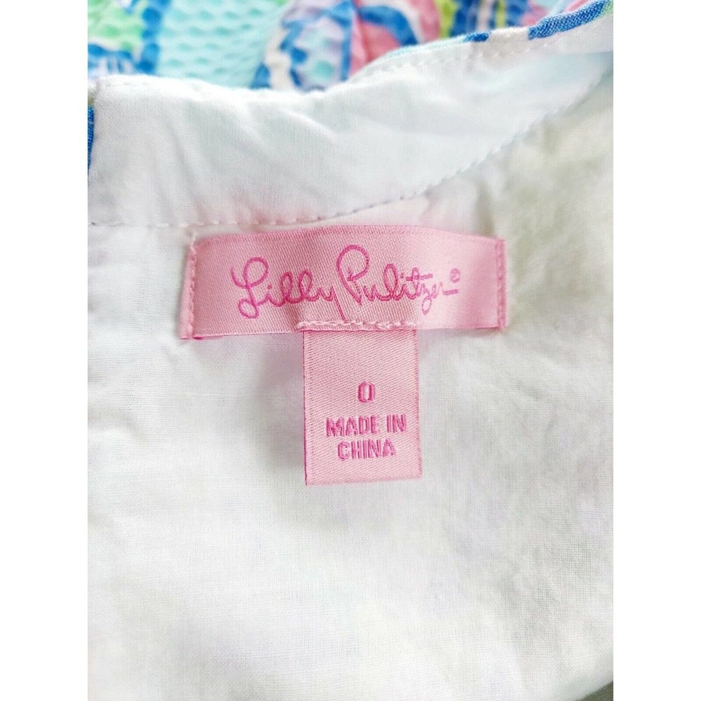 Lilly Pulitzer Delia Shift Dress 0 Cotton Multi Conch Republic Sleeveless Zip - Picture 12 of 12